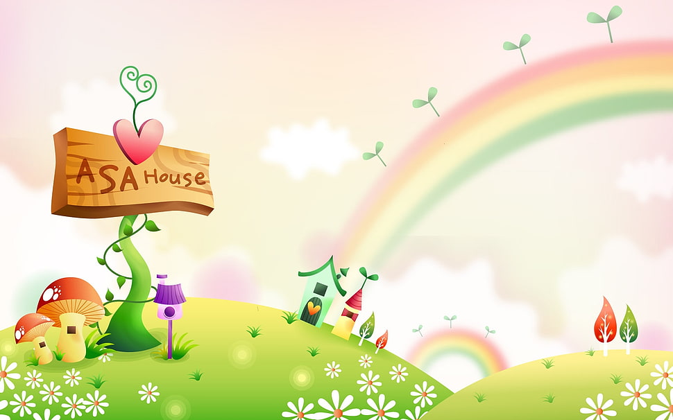 ASA House under rainbow background digital wallpaper HD wallpaper
