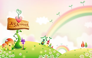 ASA House under rainbow background digital wallpaper