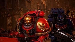 two red and blue robot video game characters