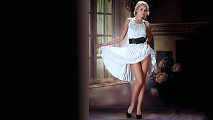 woman wearing white spaghetti strap dress