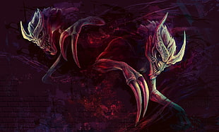 two white monster illustration, digital art, creature
