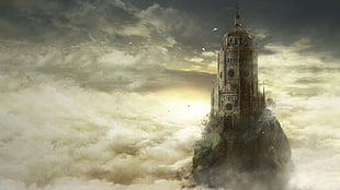 concrete castle digital wallpaper, video games, Dark Souls III, clouds