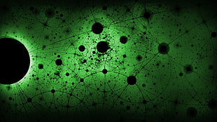 green and black polka-dot digital wallpaper, minimalism, green, digital art