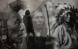 native American painting, Native Americans, nature, gray, artwork