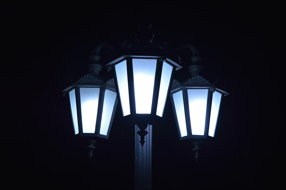 black 3-light sconce, lantern HD wallpaper