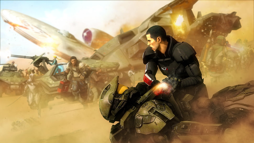 Mass effect,  Shepard,  Halo,  Master chief HD wallpaper