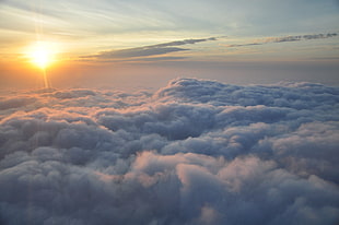 white clouds, sky, clouds, sunset, air HD wallpaper