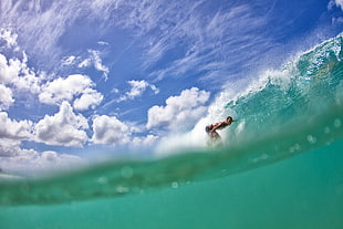 men's black top, surfing, water, sea, men HD wallpaper