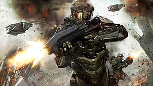 game character digital wallpaper, Halo, Halo 4, video games, Spartans