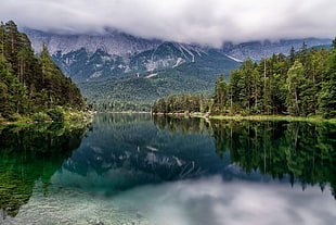 mountain near body of water photo, photography, landscape, nature, overcast