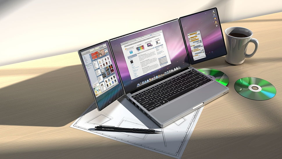 gray laptop computer HD wallpaper