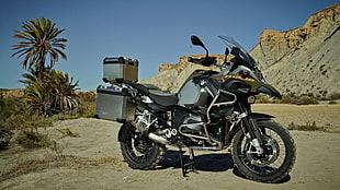 black and grey sports bike, BMW, GS 1200R, desert, motorcycle