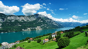 body of water, landscape, nature, clouds, Switzerland
