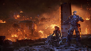 burning city animated digital wallpaper
