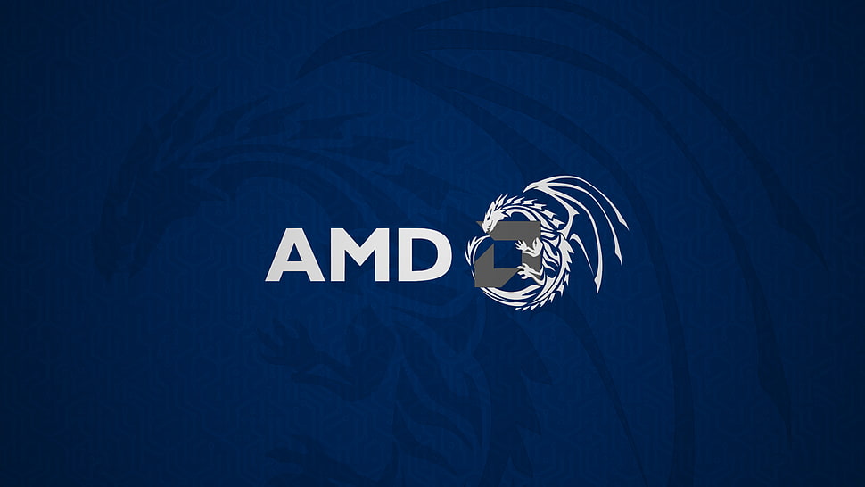 AMD logo illustration, AMD, blue, dragon HD wallpaper