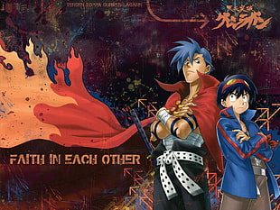 Gurreen Llagan Faith in Each Other anime poster, Tengen Toppa Gurren Lagann, Simon, Kamina, anime
