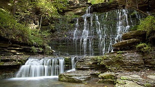 time lapse photography of waterfalls