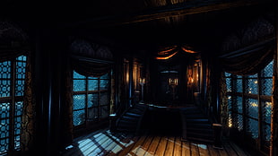 brown curtains, The Witcher 3: Wild Hunt, The Witcher, night, house HD wallpaper