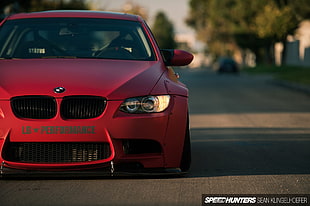 red BMW vehicle, BMW, BMW E92, BMW E92 M3, LB Performance HD wallpaper