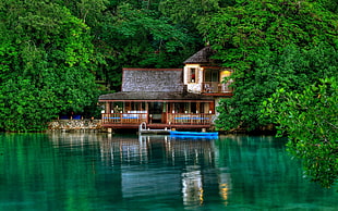 photo of house on lake HD wallpaper