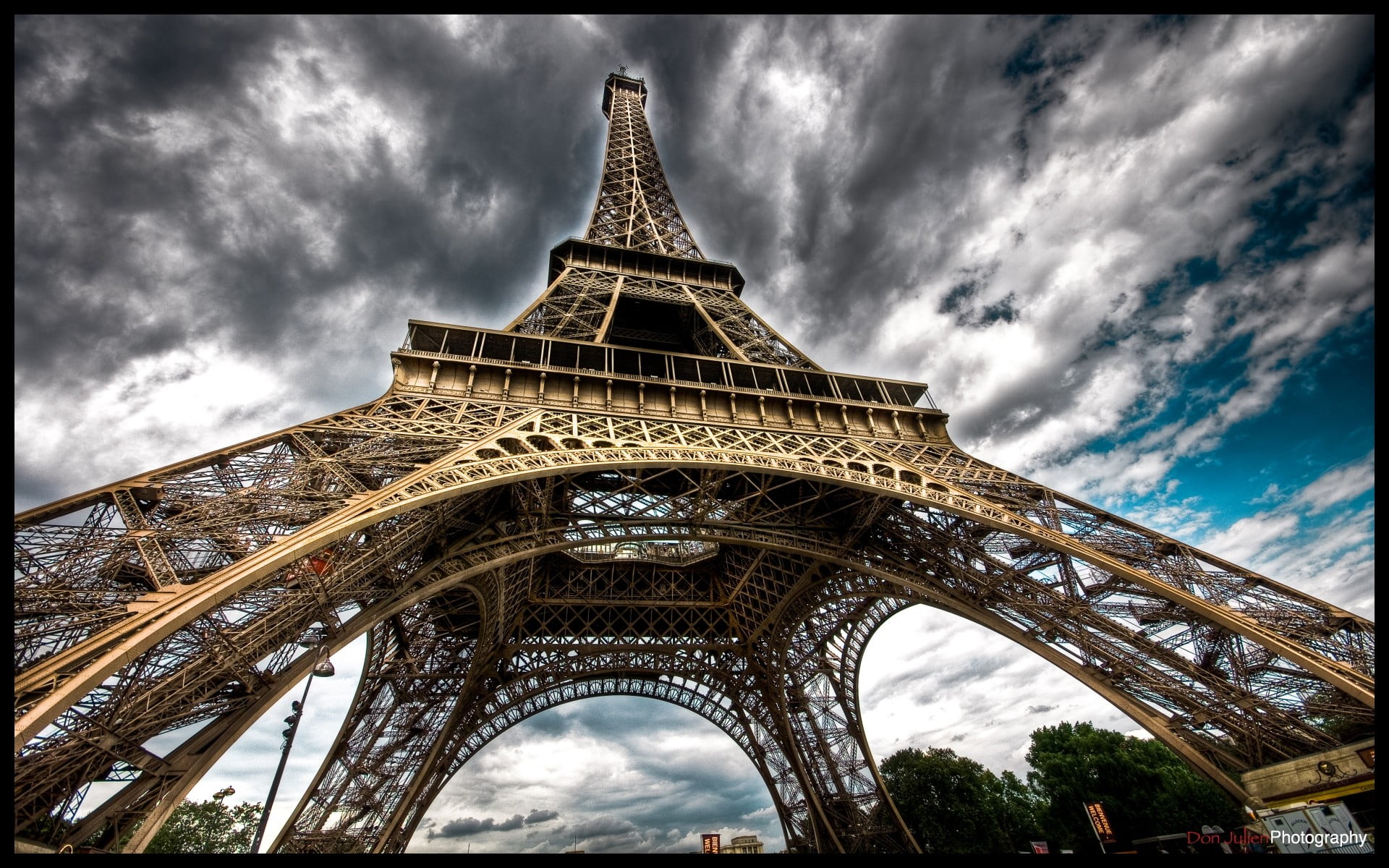 Eiffel tower, Eiffel Tower, clouds, Paris, HDR