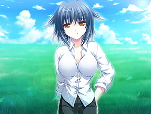 blue Haired Female Anime Character Wallpaper