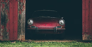 red car inside garage HD wallpaper