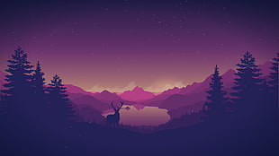 deer in forest with mountain view