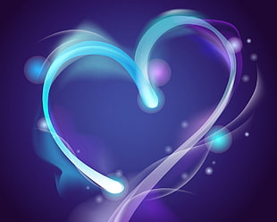 blue heart illustration HD wallpaper