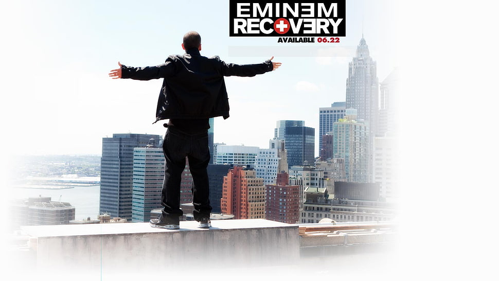 men's black jacket, Eminem, album covers HD wallpaper