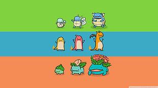 Pokemon evolution wallpaper, Pokémon, minimalism, colorful, video games