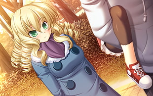 female anime character wearing coat HD wallpaper