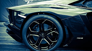 black Lamborghini sports coupe, Lombardini, car