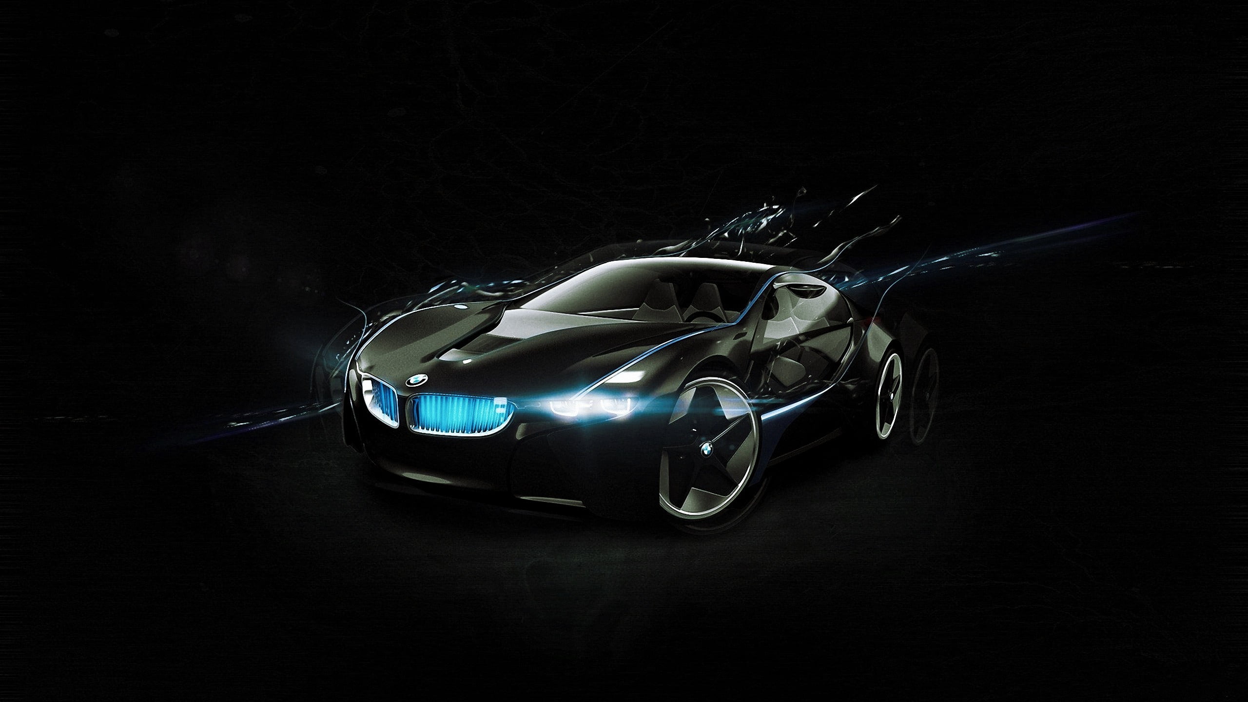 black BMW sports car illustration, car, vehicle
