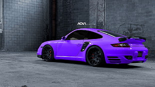 blue sports car, car, purple, Porsche