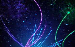 blue and multicolored flare lights illustration HD wallpaper