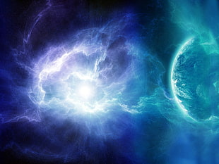 blue and white Galaxy HD wallpaper