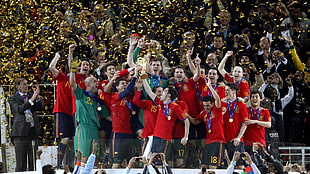 men's white crew-neck T-shirt, FIFA World Cup, Spain HD wallpaper