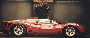 red coupe, Ferrari, Vintage car