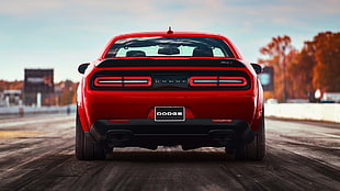 red Dodge vehicle, Dodge Challenger, Dodge, car, red cars