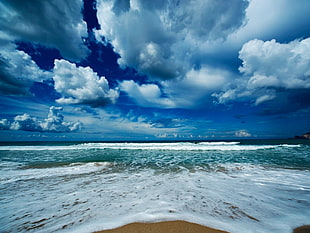 body of water, clouds, sea, landscape, beach