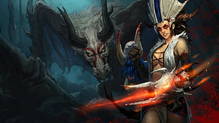 female character digital wallpaper, League of Legends, Shyvana  (League of Legends), Shyvana