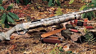 brown and black hunting rifle, shotgun, Benelli SuperNova, weapon, hunting HD wallpaper