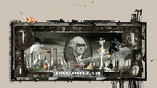 1 U.S. dollar banknote, abstract, artwork, money HD wallpaper