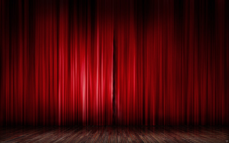 red curtain on stage HD wallpaper