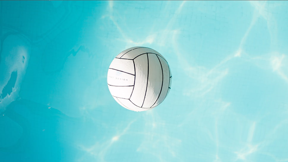 white and black soccer ball, water, volleyball HD wallpaper