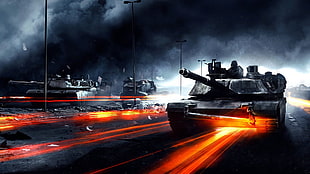 gray battle tank illustration HD wallpaper