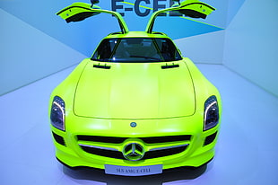 yellow Mercedes-Benz car, Mercedes-Benz, Mercedes-Benz SLS AMG, electric car, car