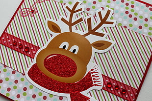 brown, red, and white deer print decor