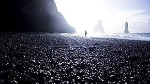 pebbles and shoreline, Sean Johnson, photography, sea side, Iceland HD wallpaper